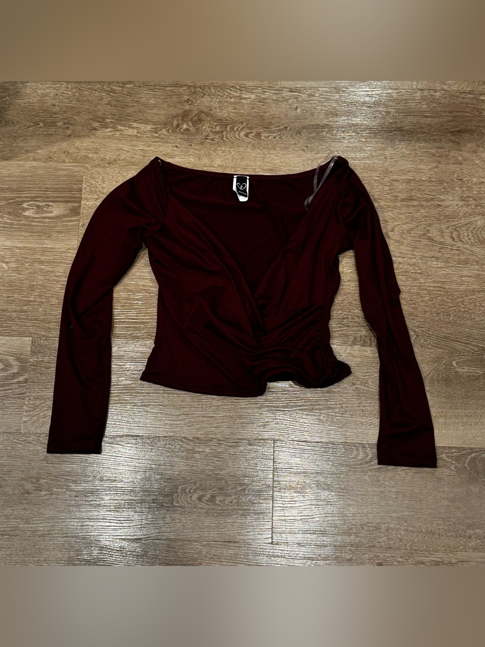 Windsor Deep Burgundy Wrap-Front Long Sleeve Top